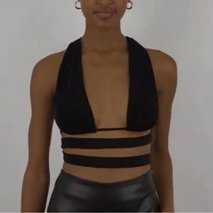 peppermayo black tank top tie top